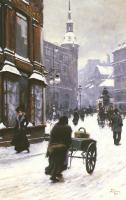 Fischer, Paul - A Street Scene In Winter, Copenhagen